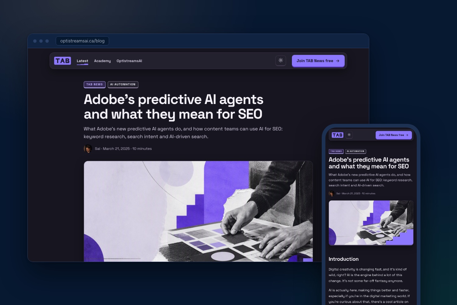 TAB News on desktop and phone