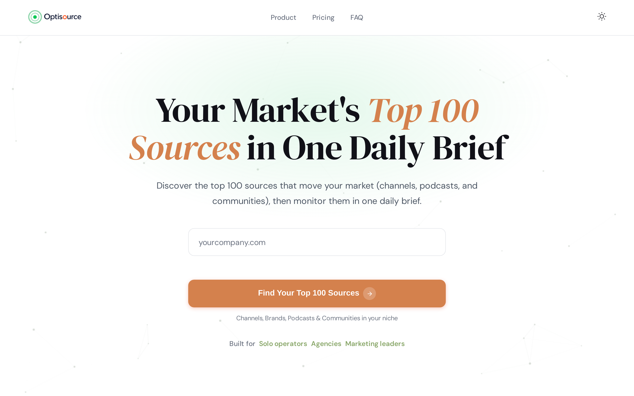 The OptiSource daily brief landing page