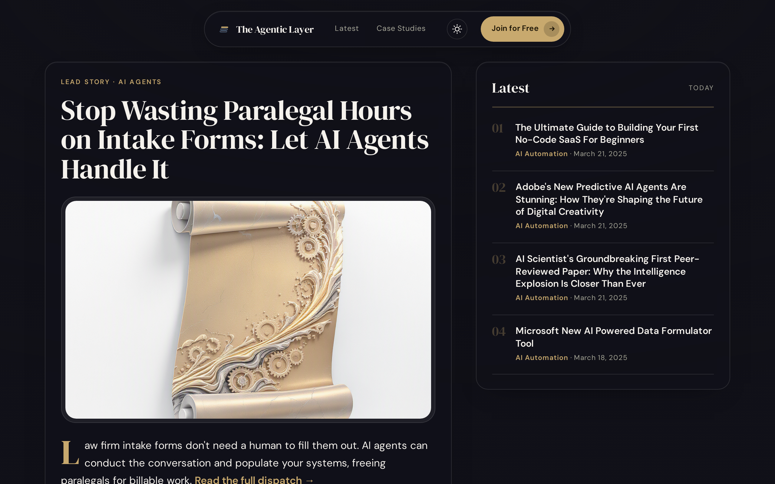The Agentic Layer newsletter front page